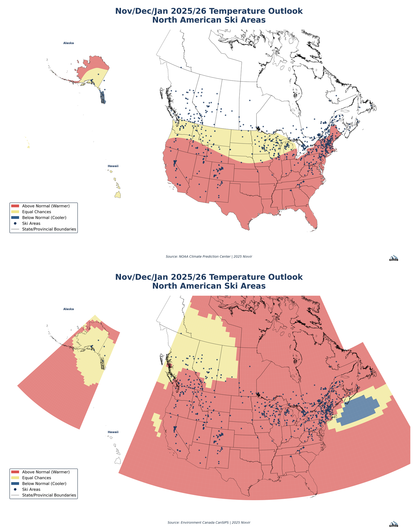 U.S. vs. Canadian Winter 2025/26 Weather Forecasts for November through January and Impacts on the Ski Industry